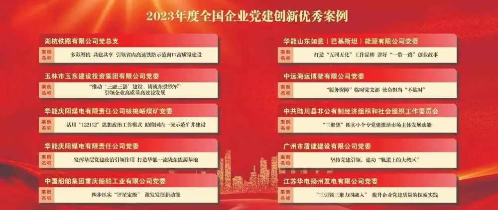 喜报 | AG电竞旗舰厅官方网站公司党建案例入选2023年度全国企业党建创新优秀案例